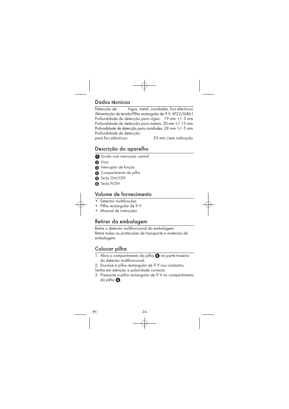 Dados técnicos, Descrição do aparelho, Volume de fornecimento | Retirar da embalagem, Colocar pilha | Powerfix KH 2927-2 User Manual | Page 26 / 52