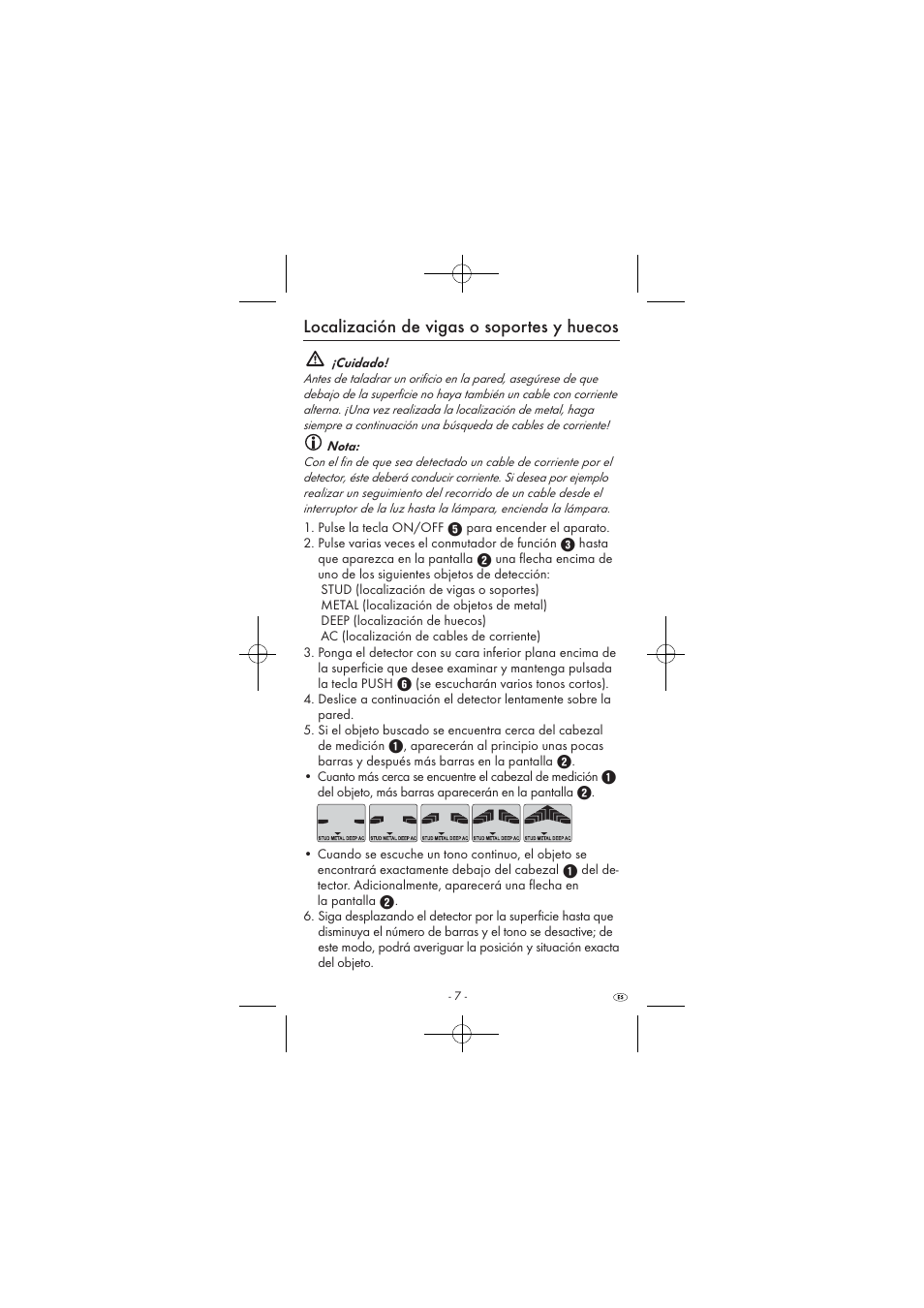 Localización de vigas o soportes y huecos | Powerfix KH 2927-2 User Manual | Page 9 / 52