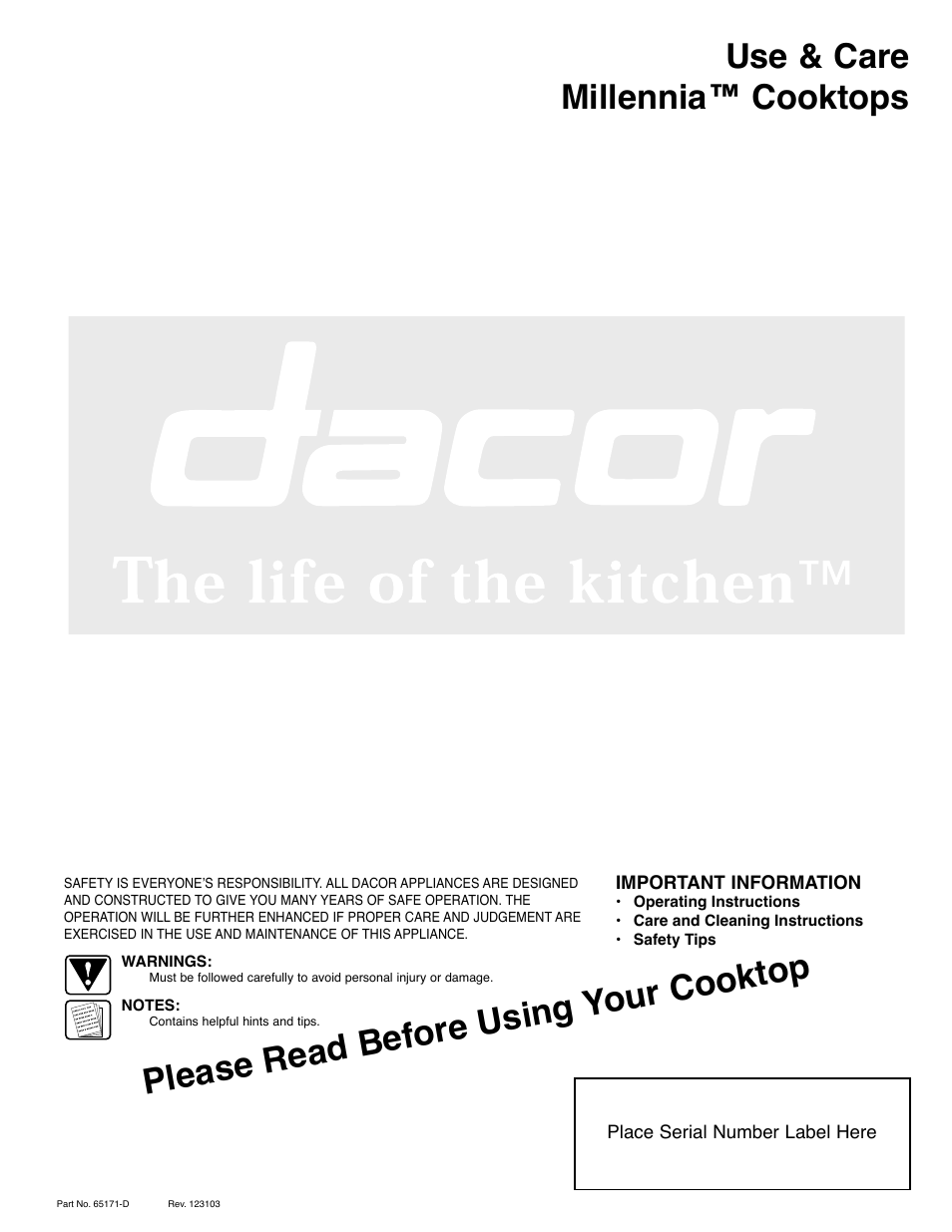 Dacor CER304 User Manual | 10 pages