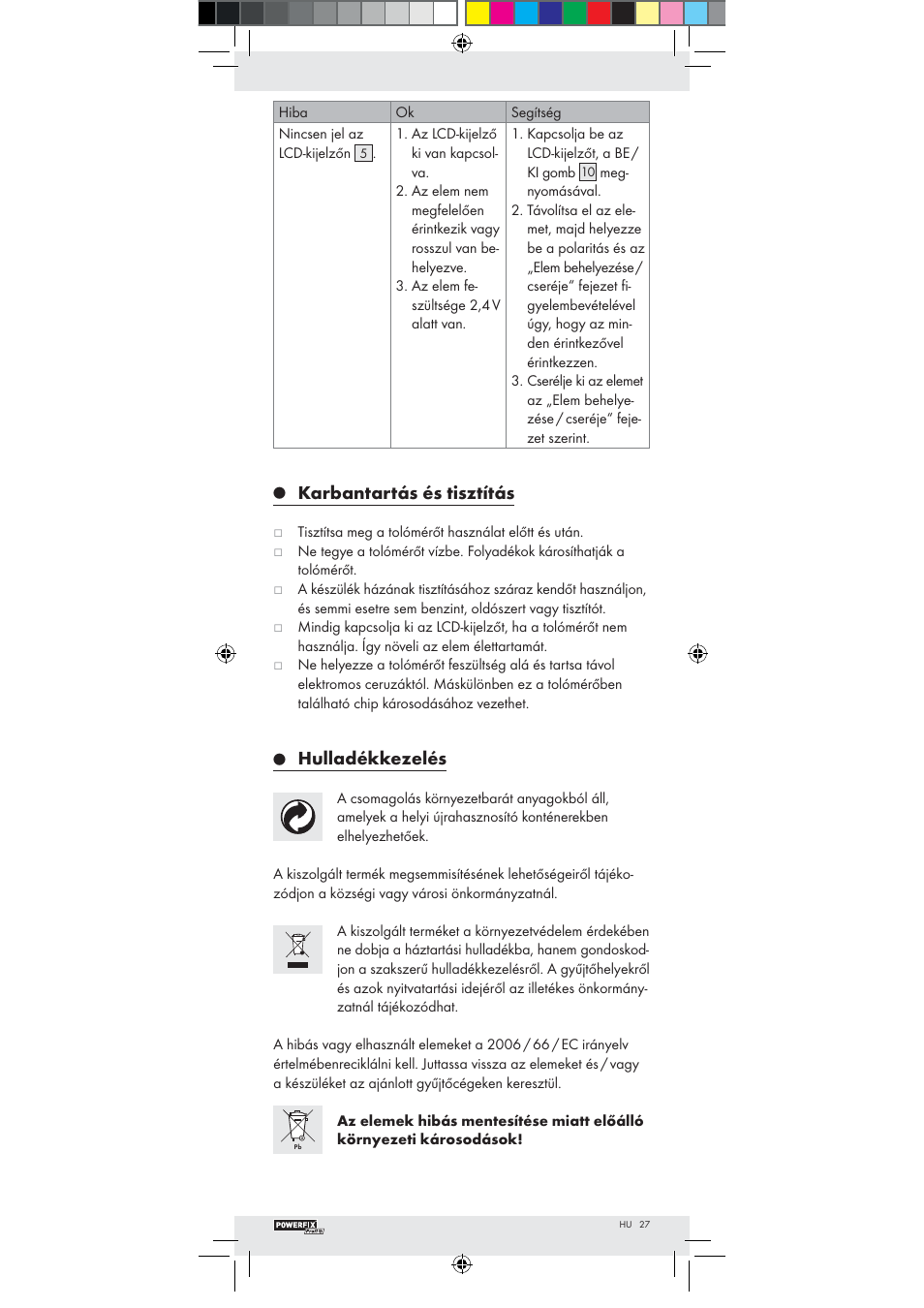 Karbantartás és tisztítás, Hulladékkezelés | Powerfix Z22855 User Manual | Page 25 / 51