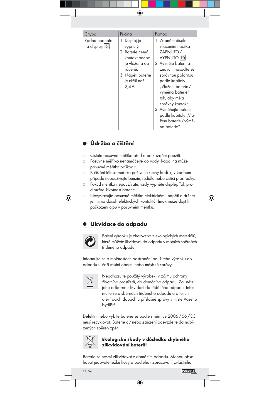 Údržba a čištění, Likvidace do odpadu | Powerfix Z22855 User Manual | Page 42 / 51