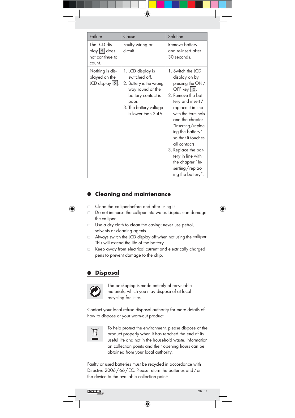 Cleaning and maintenance, Disposal | Powerfix Z22855 User Manual | Page 9 / 51