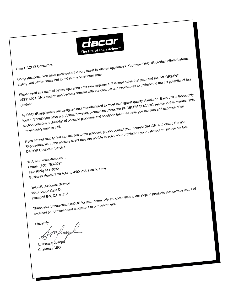 Dacor 65513REV.B User Manual | Page 2 / 24