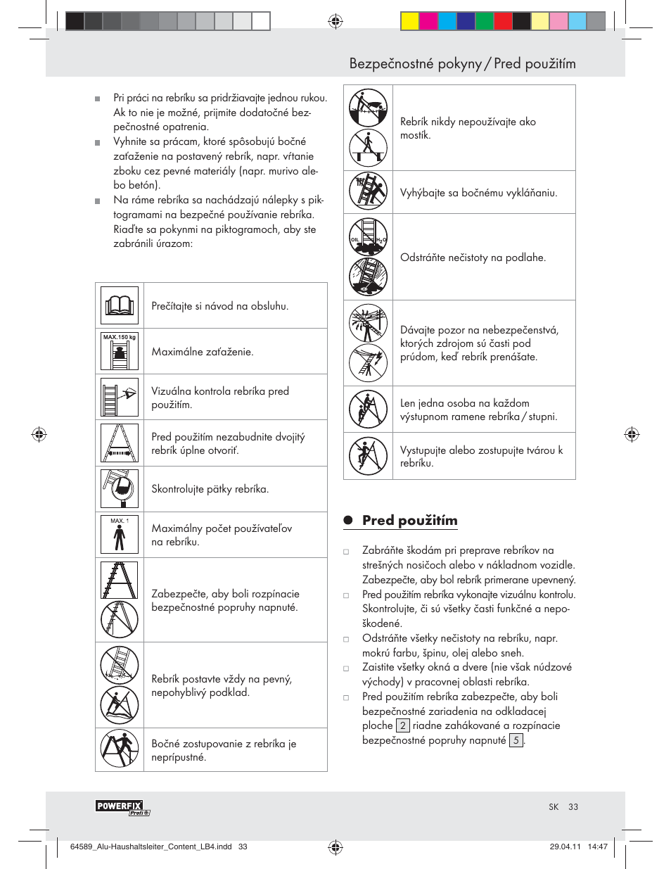 Bezpečnostné pokyny / pred použitím, Pred použitím | Powerfix Z29950 User Manual | Page 31 / 32