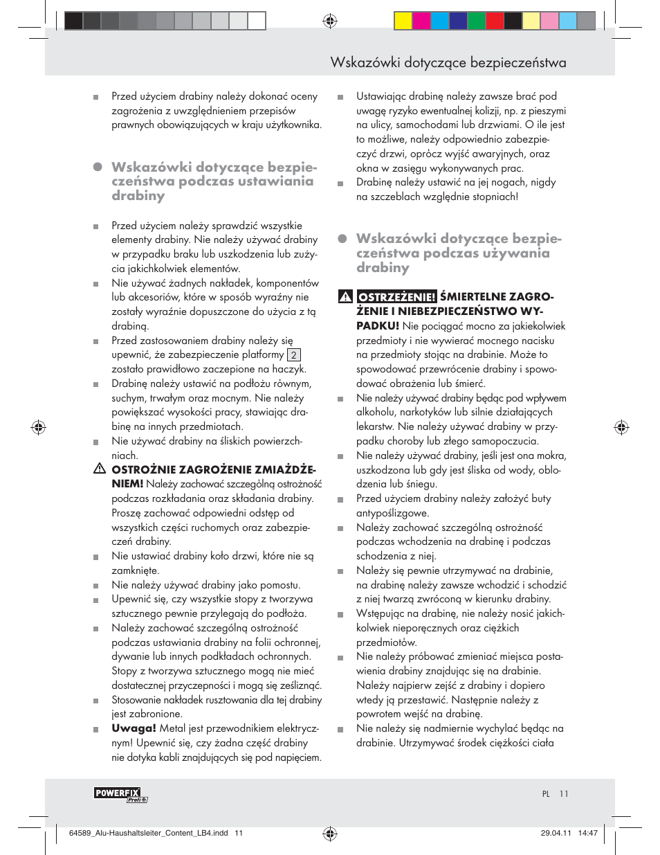 Wskazówki dotyczące bezpieczeństwa | Powerfix Z29950 User Manual | Page 9 / 32