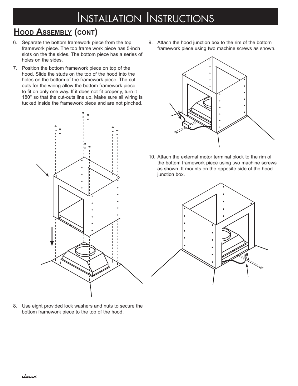 Nstallation, Nstructions | Dacor DHI361 User Manual | Page 10 / 16