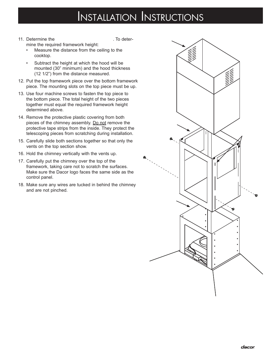 Nstallation, Nstructions | Dacor DHI361 User Manual | Page 11 / 16
