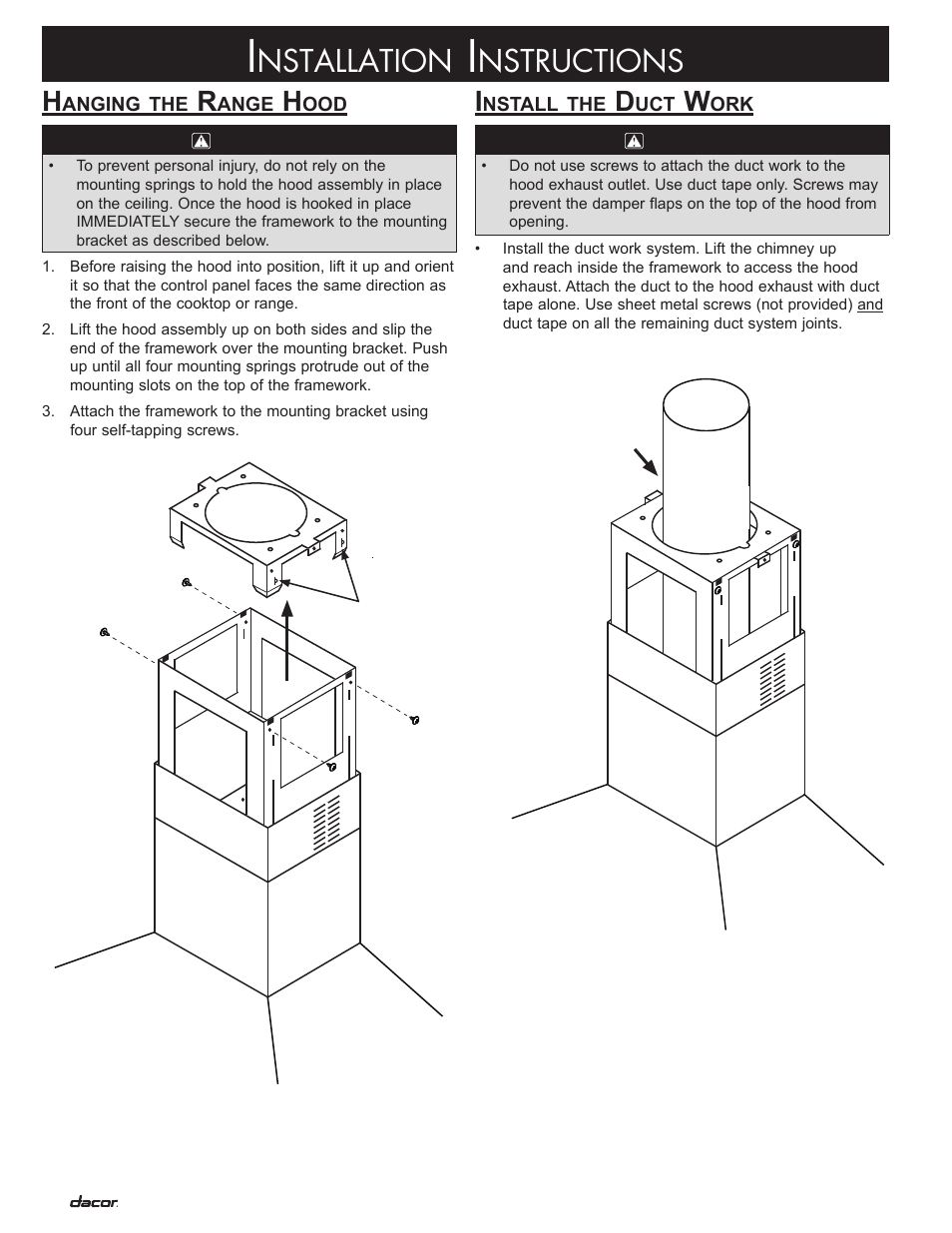 Nstallation, Nstructions | Dacor DHI361 User Manual | Page 12 / 16