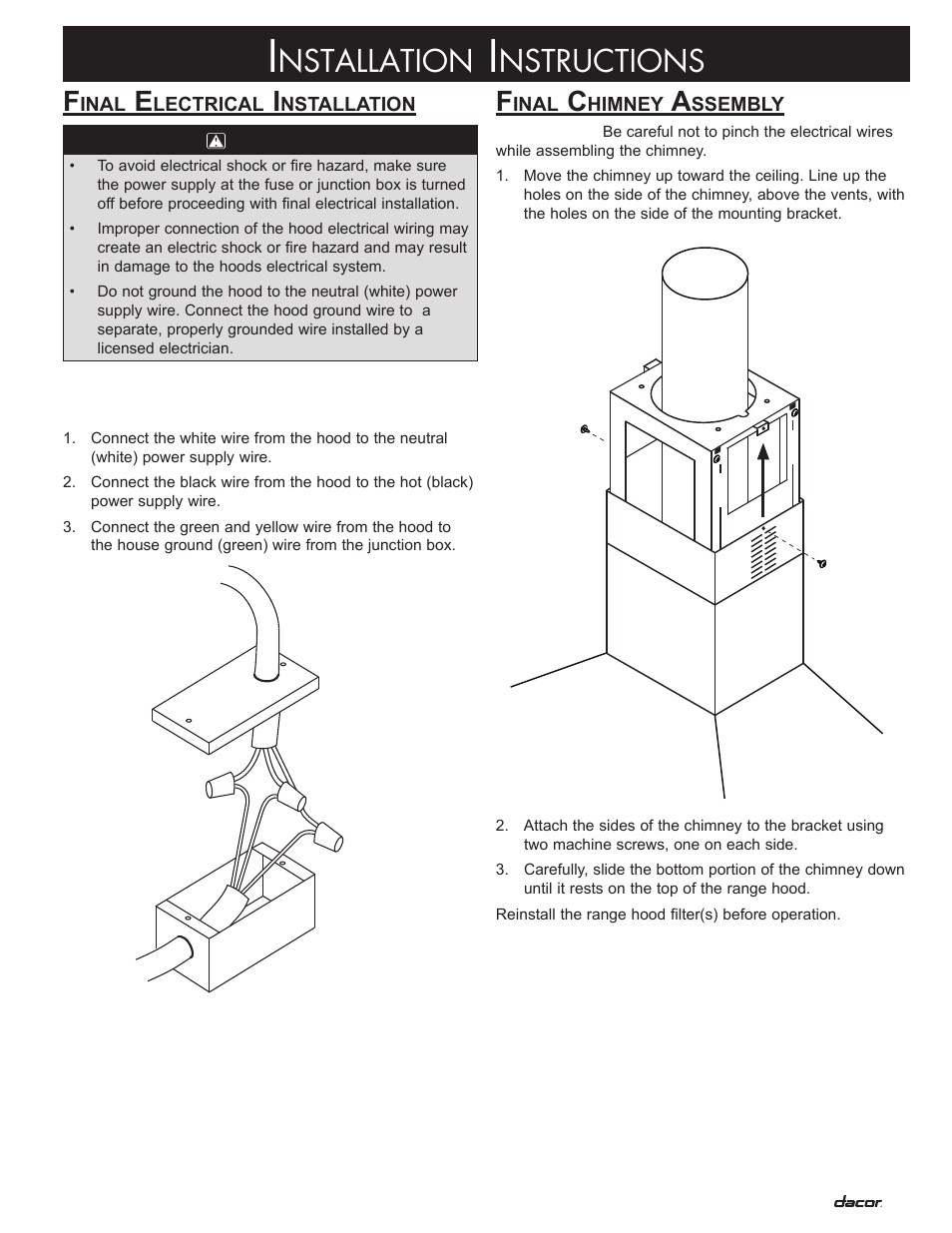 Nstallation, Nstructions | Dacor DHI361 User Manual | Page 13 / 16