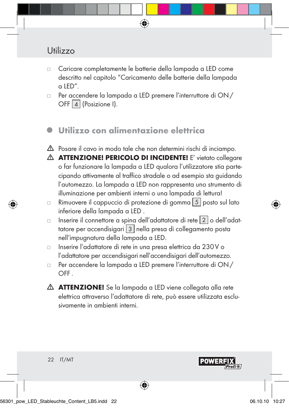 Utilizzo, Utilizzo con alimentazione elettrica | Powerfix Z30590-BS User Manual | Page 20 / 56