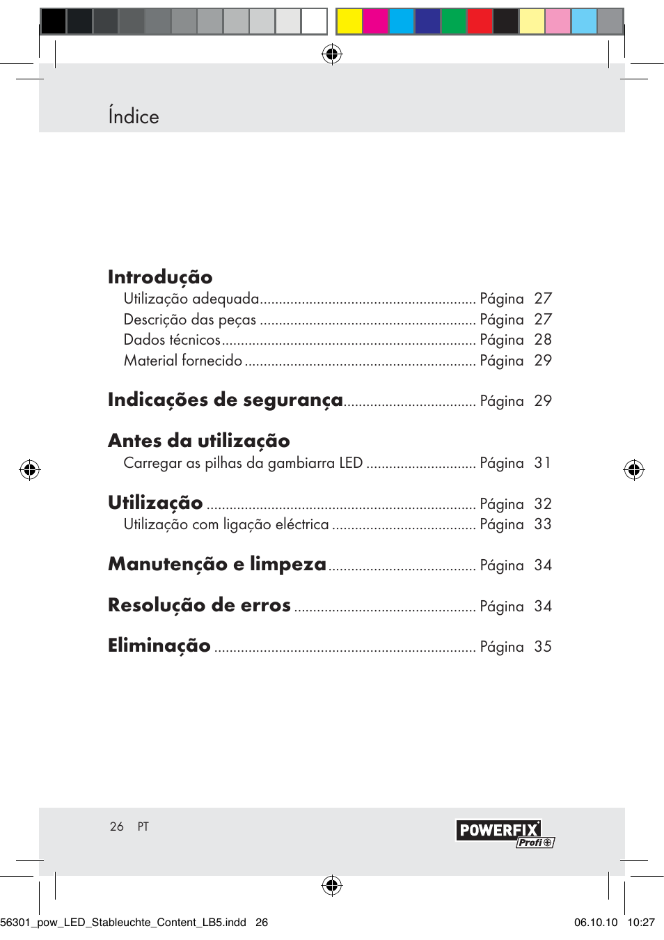Índice, Introdução, Indicações de segurança | Antes da utilização, Utilização, Manutenção e limpeza, Resolução de erros, Eliminação | Powerfix Z30590-BS User Manual | Page 24 / 56