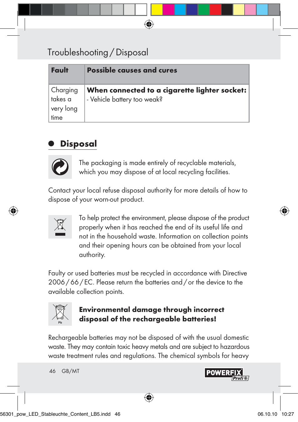 Troubleshooting / disposal, Disposal | Powerfix Z30590-BS User Manual | Page 44 / 56