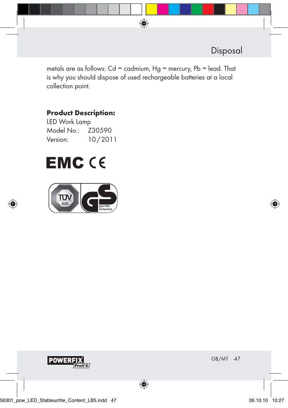 Disposal | Powerfix Z30590-BS User Manual | Page 45 / 56