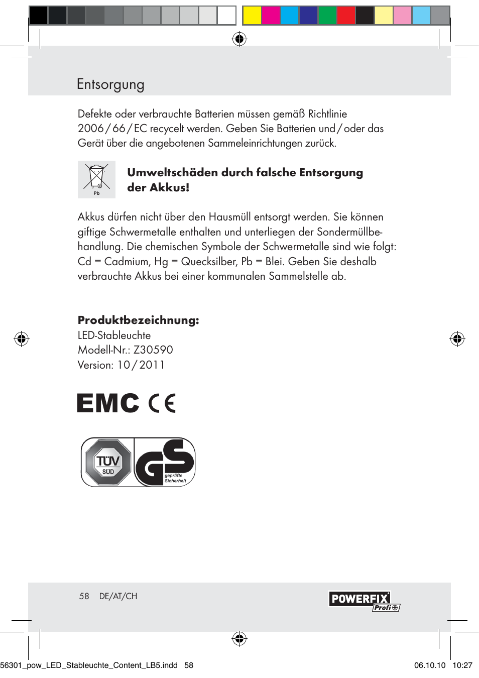 Entsorgung | Powerfix Z30590-BS User Manual | Page 56 / 56