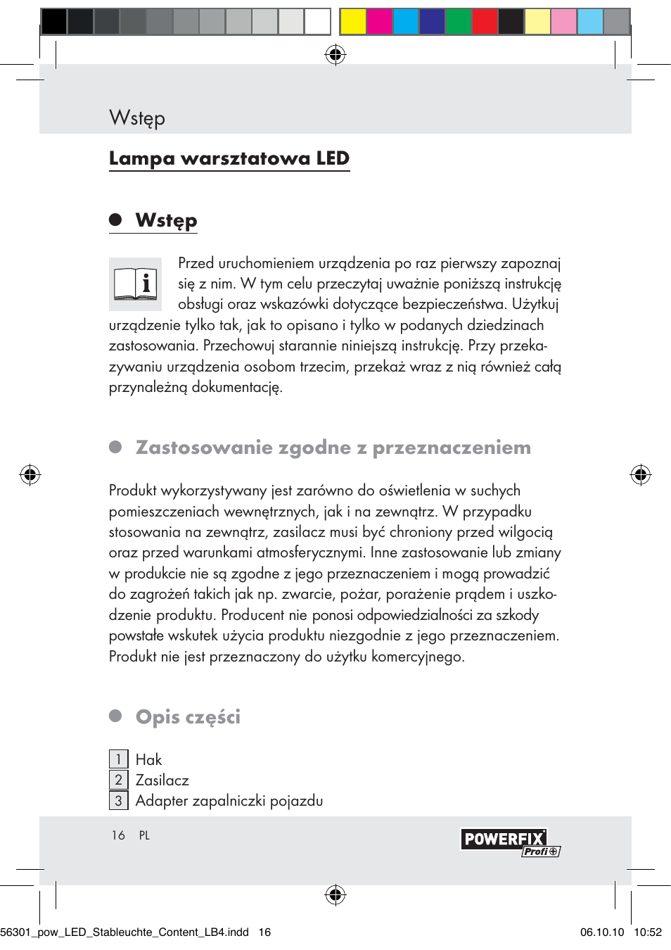 Wstęp, Lampa warsztatowa led, Zastosowanie zgodne z przeznaczeniem | Opis części | Powerfix Z30590-BS User Manual | Page 14 / 78