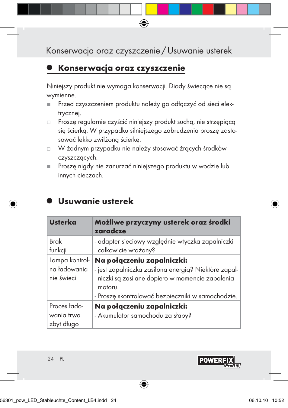 Konserwacja oraz czyszczenie / usuwanie usterek, Konserwacja oraz czyszczenie, Usuwanie usterek | Powerfix Z30590-BS User Manual | Page 22 / 78