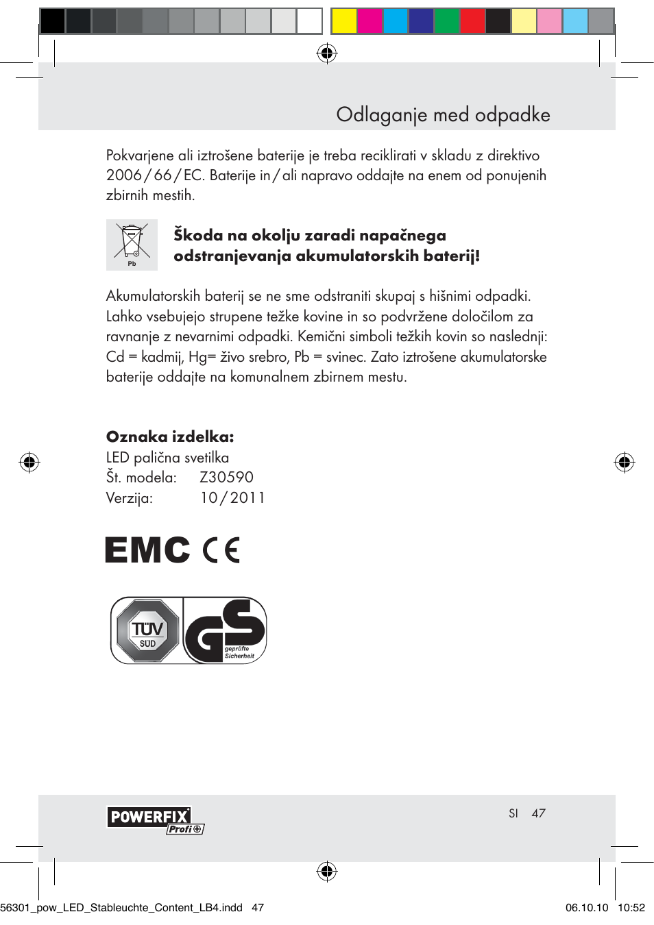 Odlaganje med odpadke | Powerfix Z30590-BS User Manual | Page 47 / 78