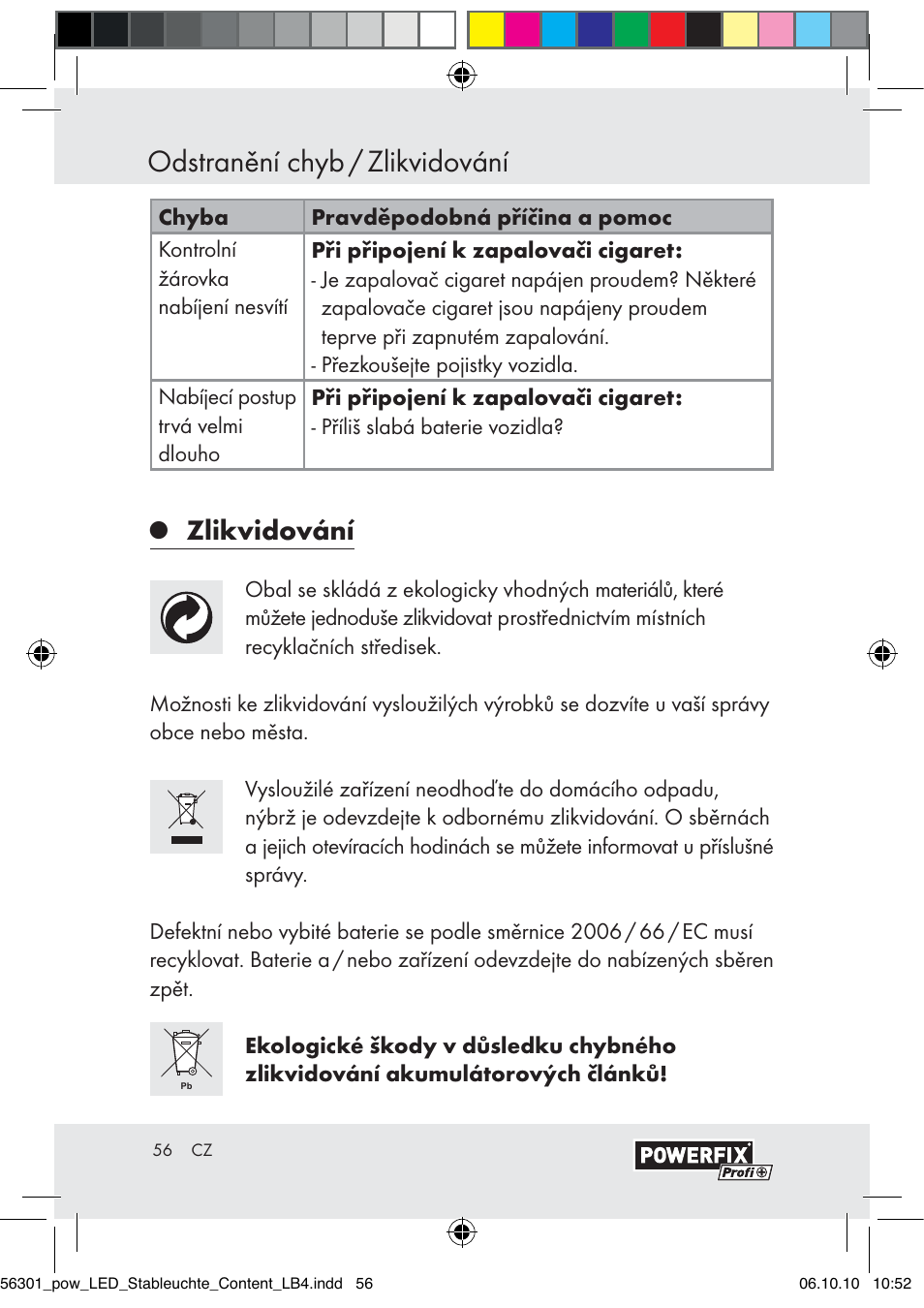 Odstranění chyb / zlikvidování, Zlikvidování | Powerfix Z30590-BS User Manual | Page 56 / 78