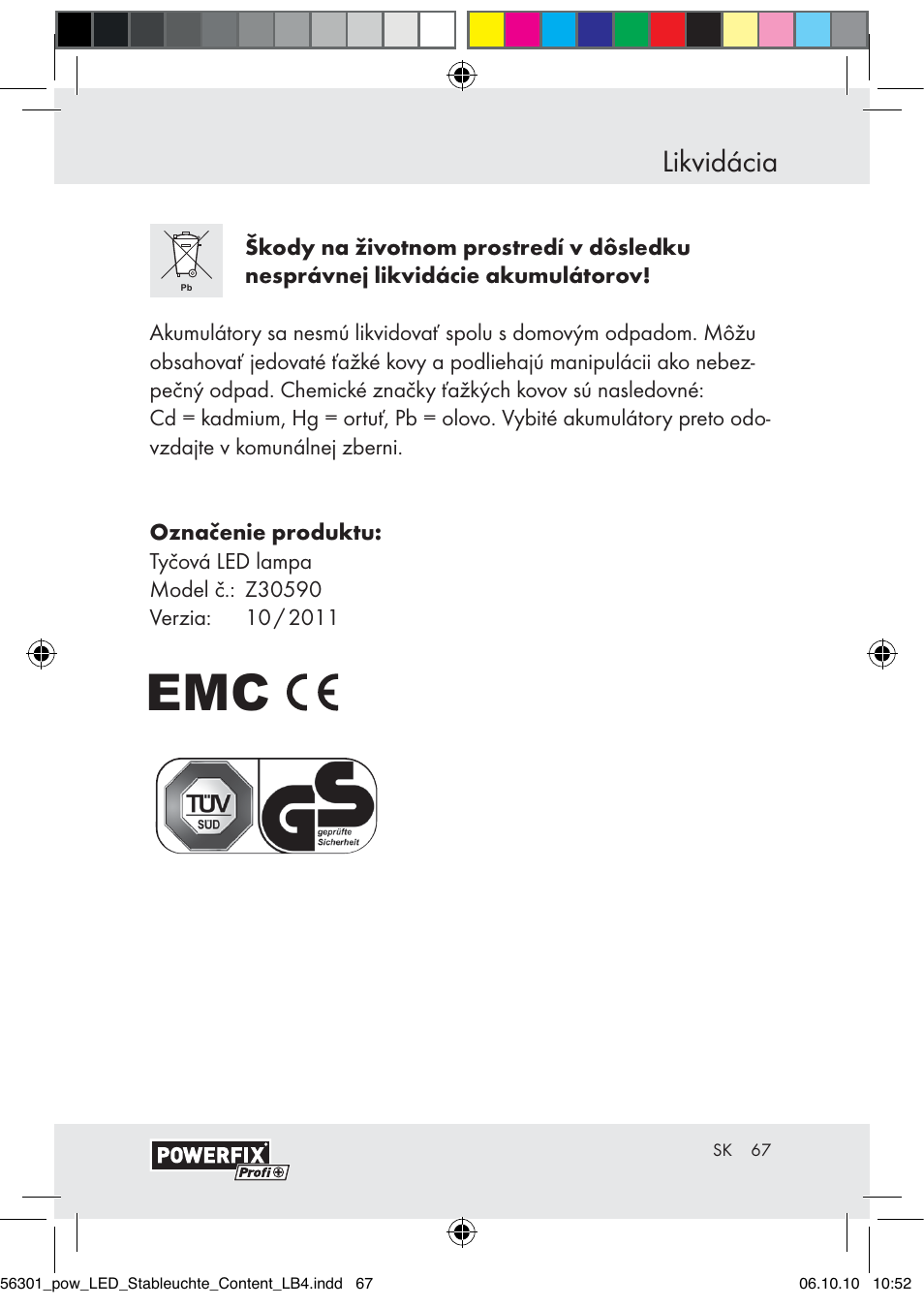 Likvidácia | Powerfix Z30590-BS User Manual | Page 67 / 78