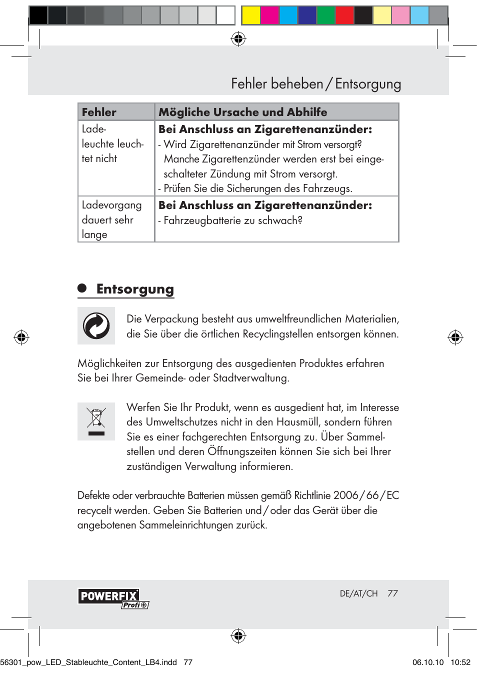 Fehler beheben / entsorgung, Entsorgung | Powerfix Z30590-BS User Manual | Page 77 / 78