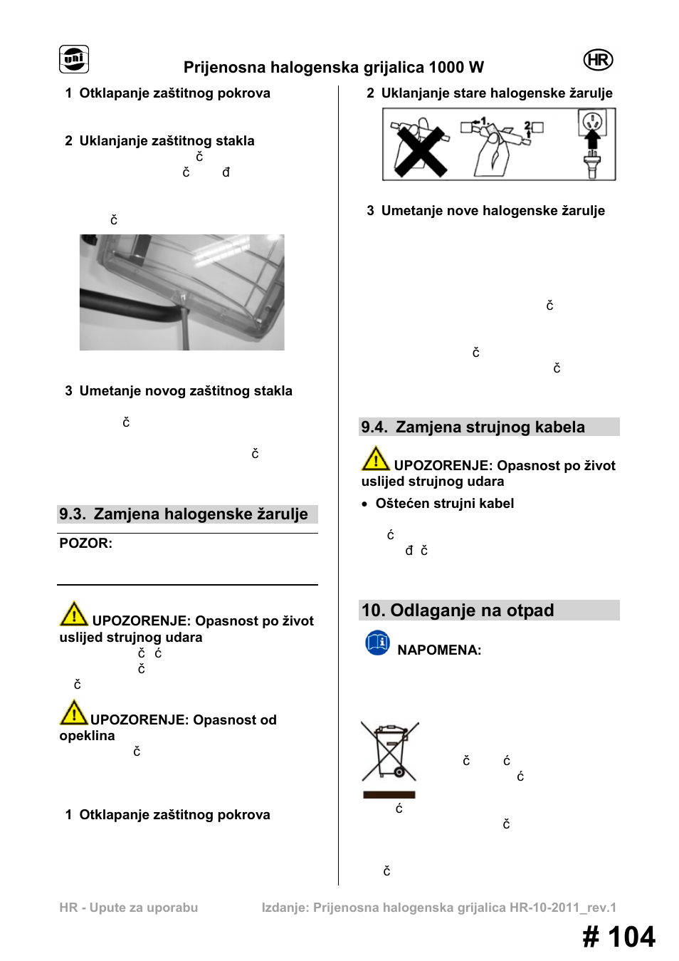 Odlaganje na otpad | Powerfix MS 1000 W User Manual | Page 104 / 121