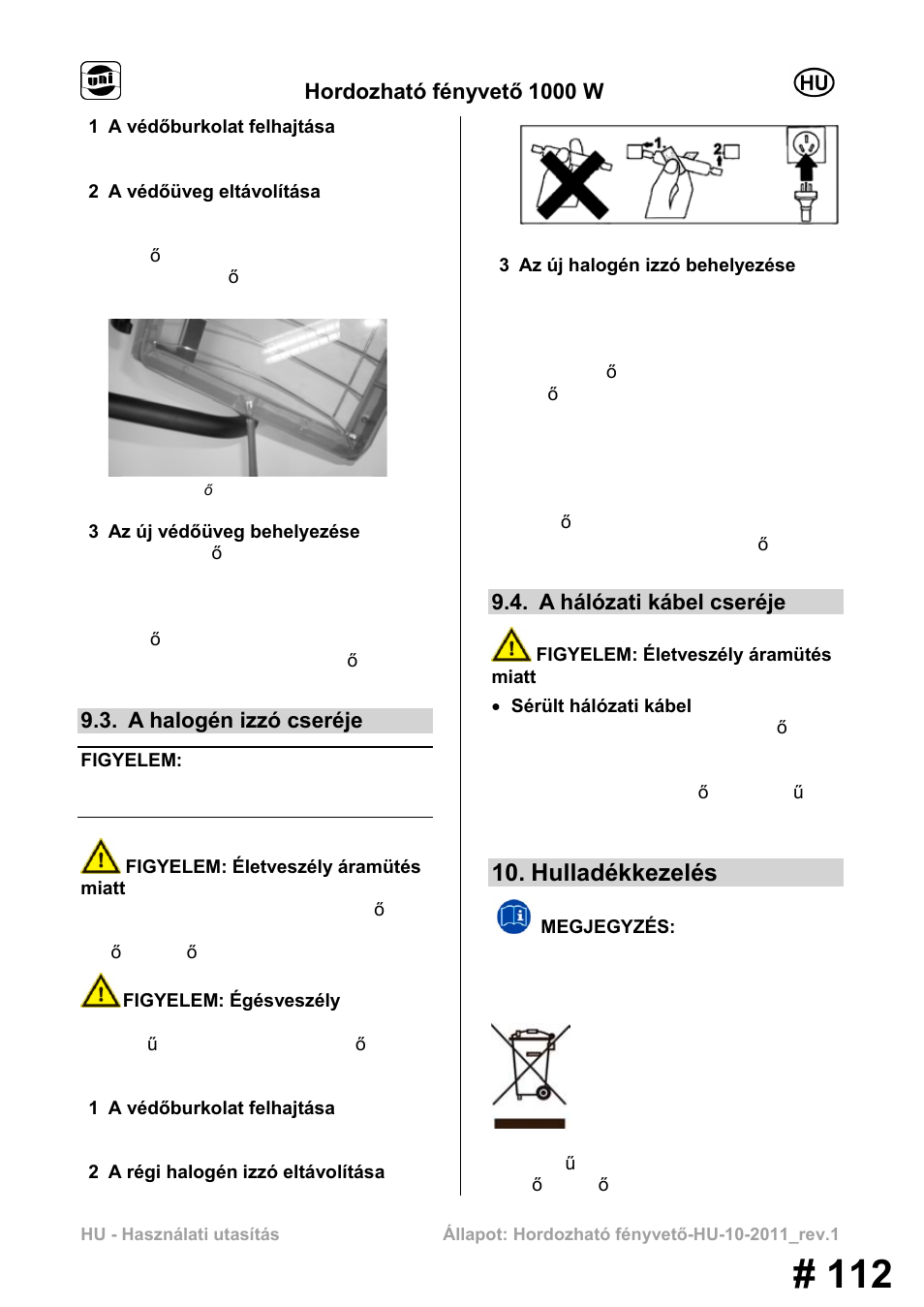 Hulladékkezelés | Powerfix MS 1000 W User Manual | Page 112 / 121