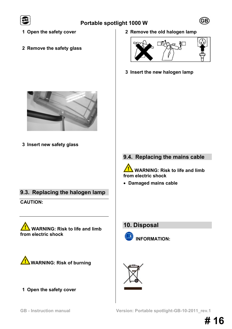 Disposal | Powerfix MS 1000 W User Manual | Page 16 / 121