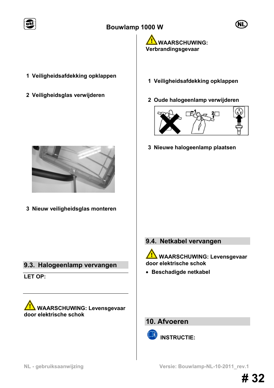 Afvoeren | Powerfix MS 1000 W User Manual | Page 32 / 121