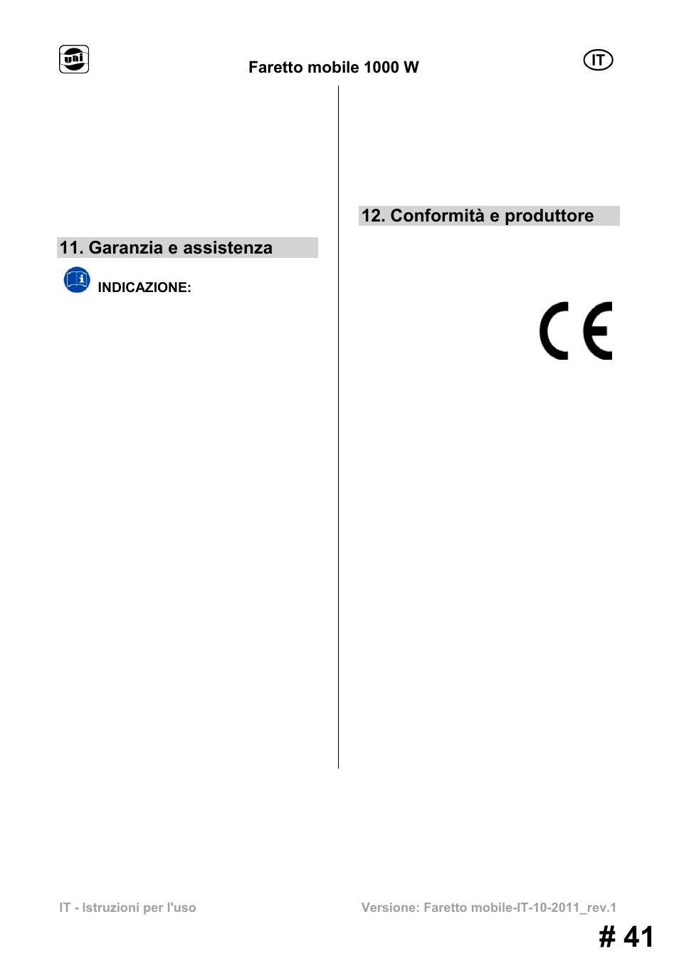 Garanzia e assistenza, Conformità e produttore | Powerfix MS 1000 W User Manual | Page 41 / 121