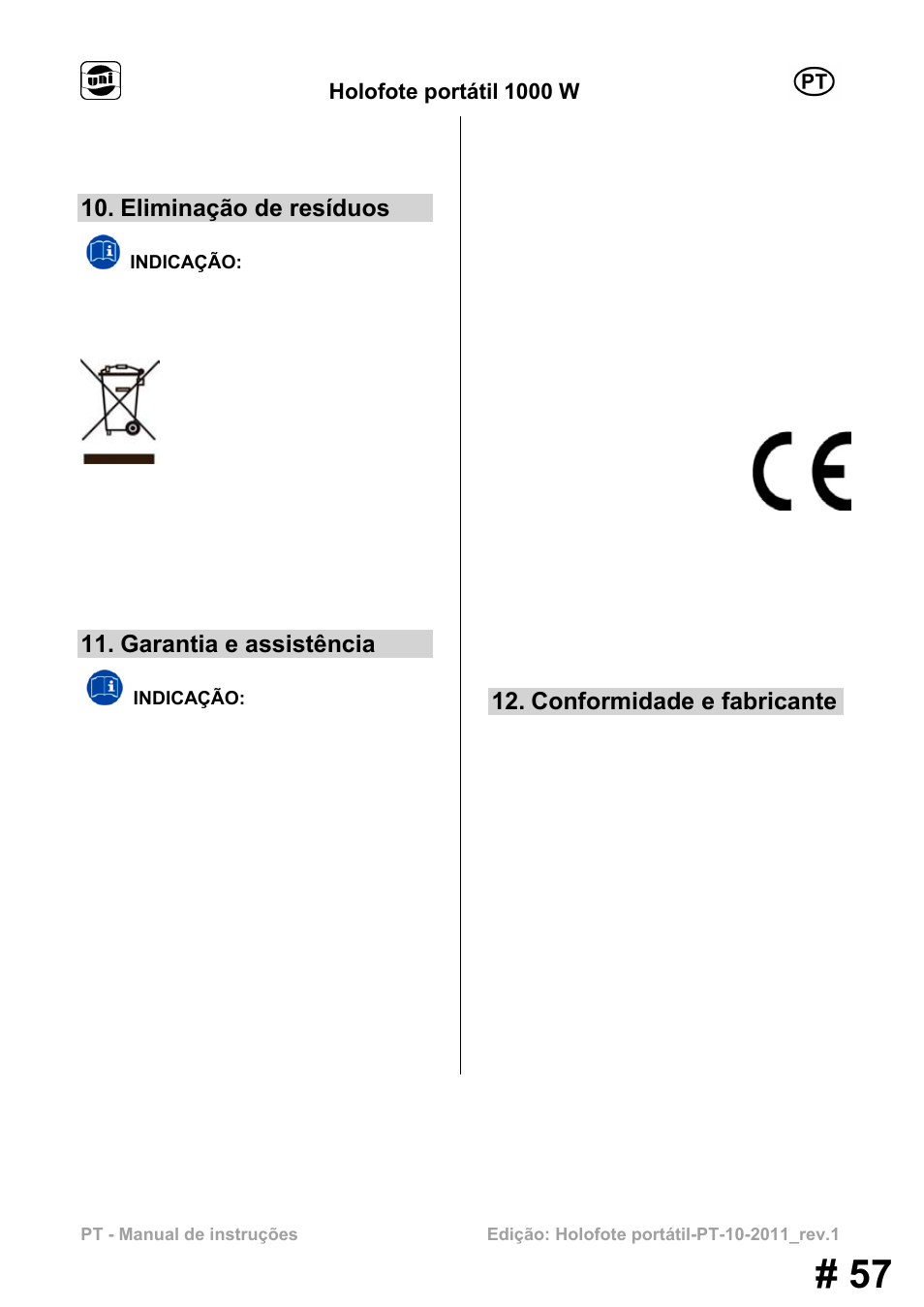 Eliminação de resíduos, Garantia e assistência, Conformidade e fabricante | Powerfix MS 1000 W User Manual | Page 57 / 121