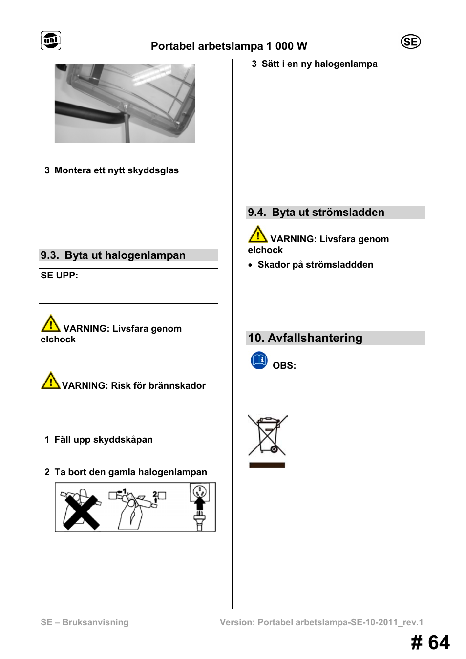 Avfallshantering | Powerfix MS 1000 W User Manual | Page 64 / 121