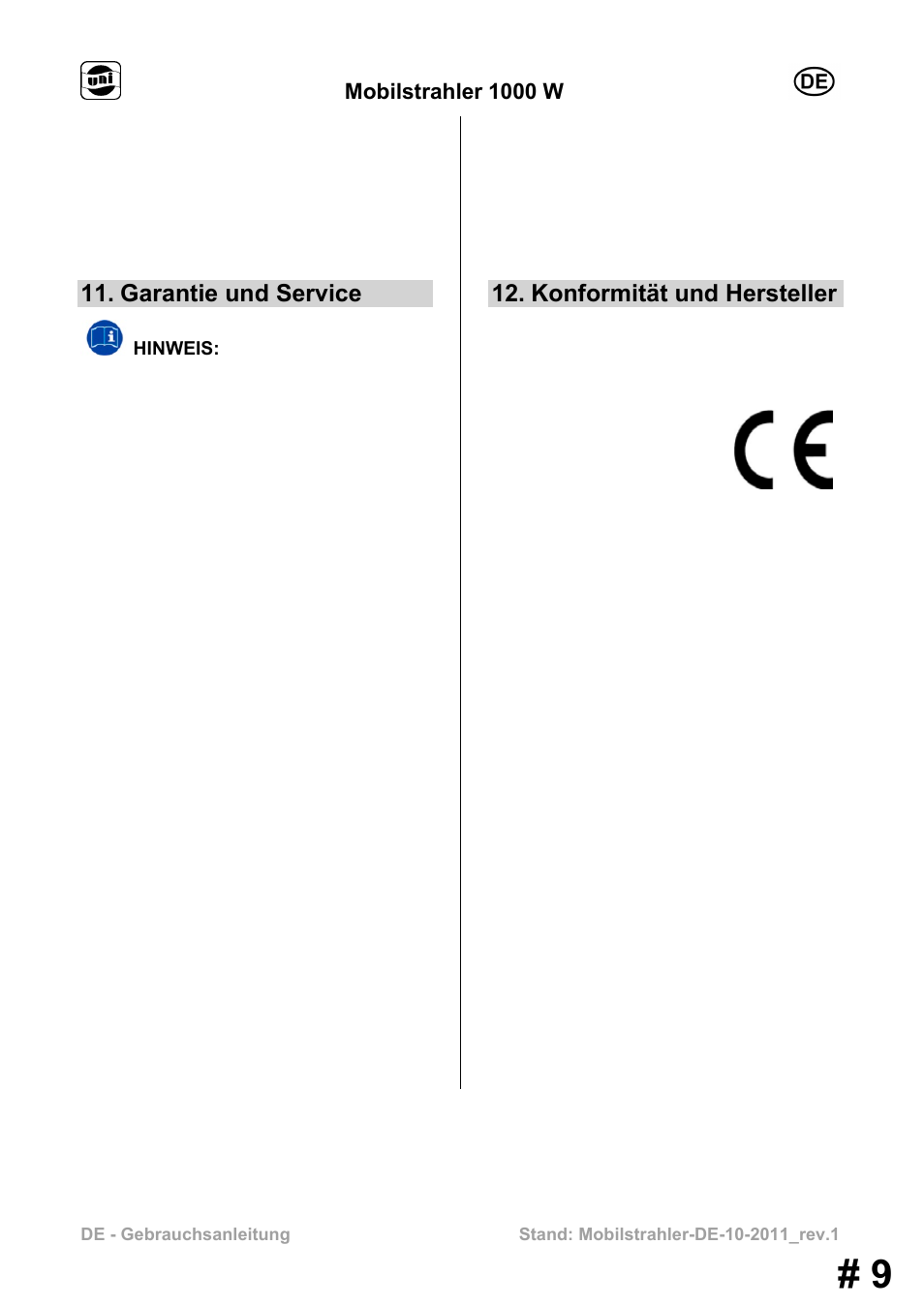 Garantie und service, Konformität und hersteller | Powerfix MS 1000 W User Manual | Page 9 / 121