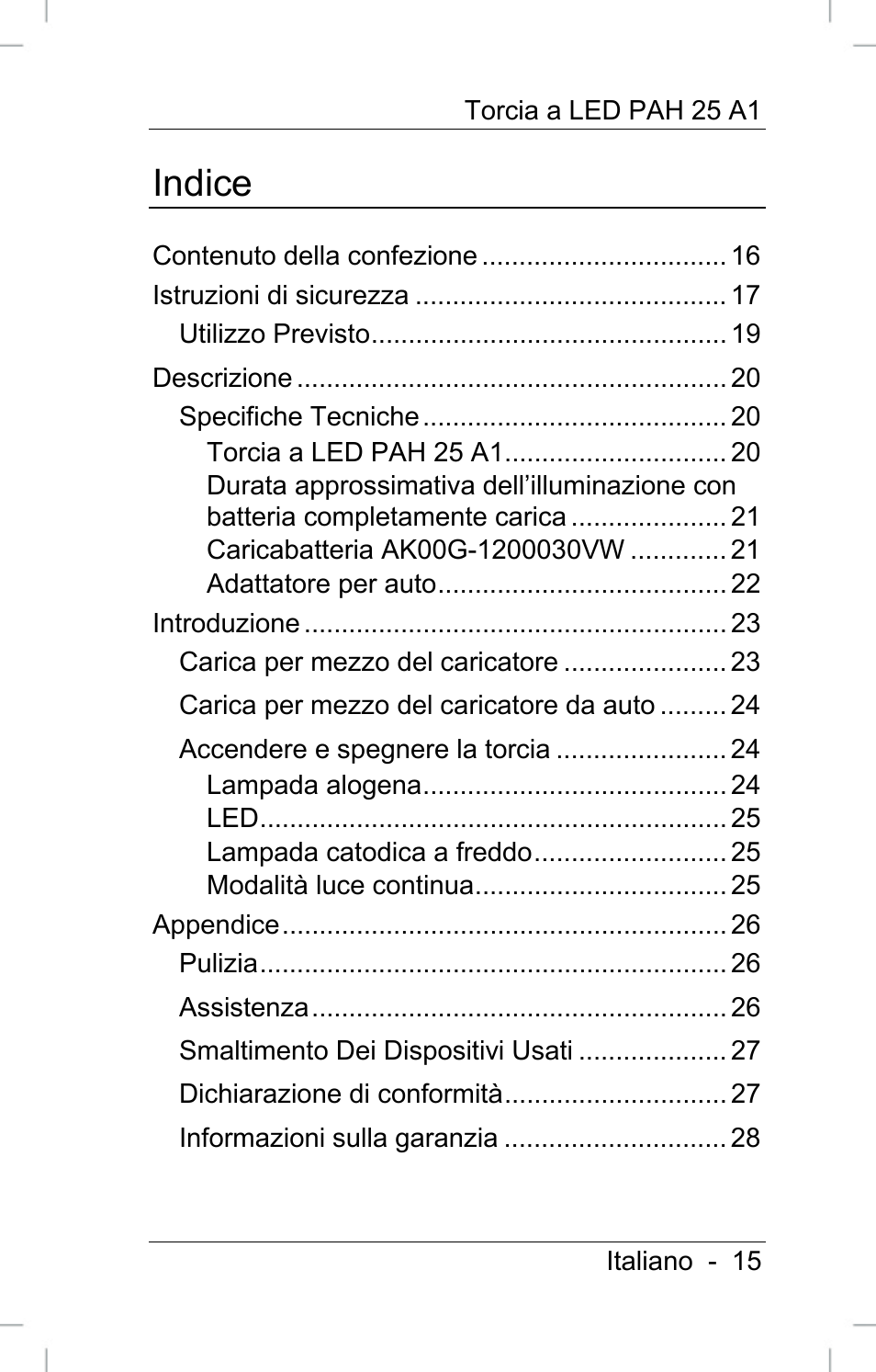 Indice | Powerfix PAH 25 A1 User Manual | Page 17 / 72