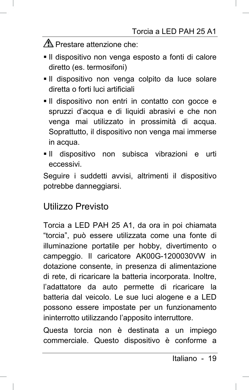 Utilizzo previsto | Powerfix PAH 25 A1 User Manual | Page 21 / 72