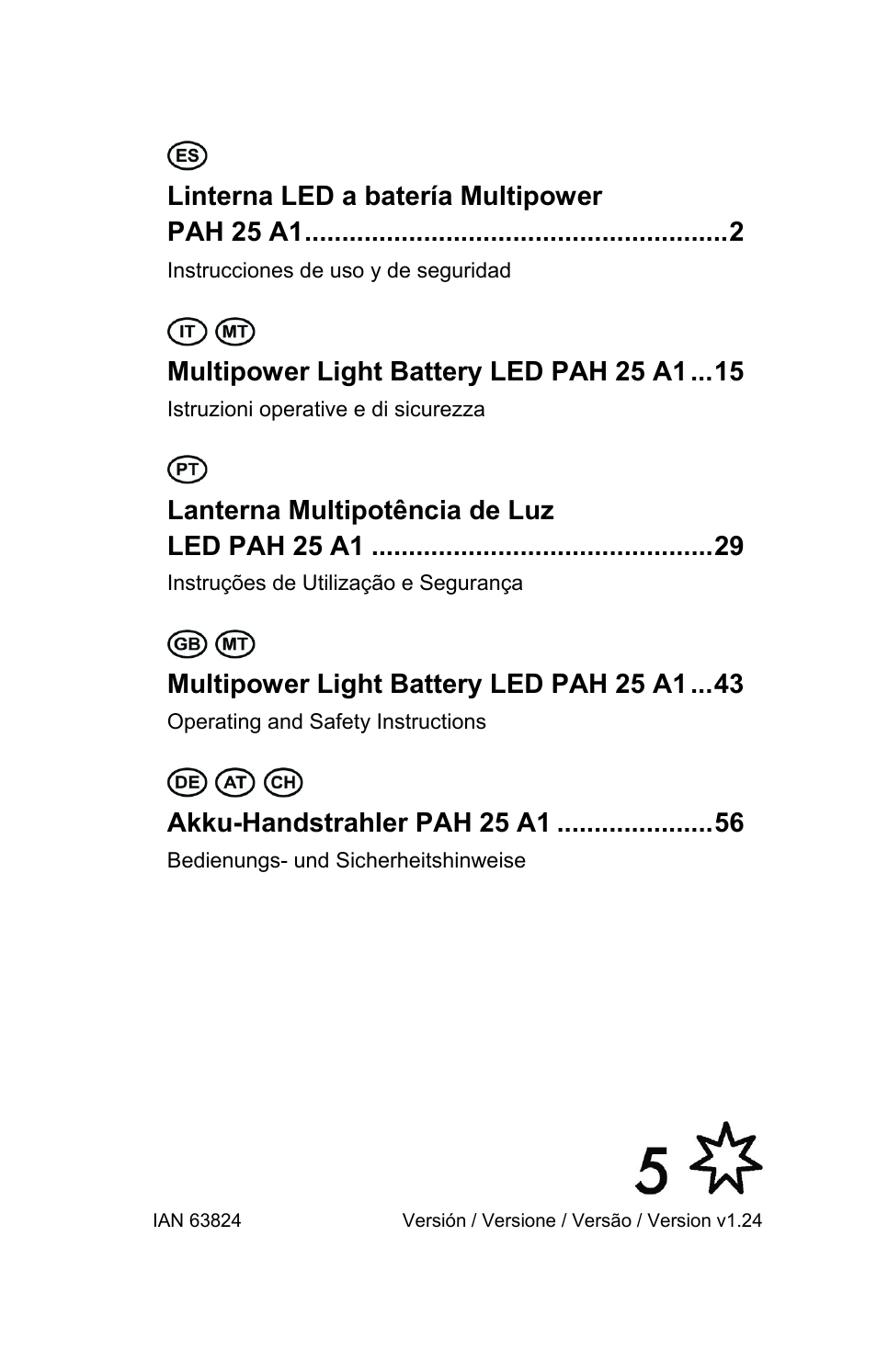 Powerfix PAH 25 A1 User Manual | Page 3 / 72