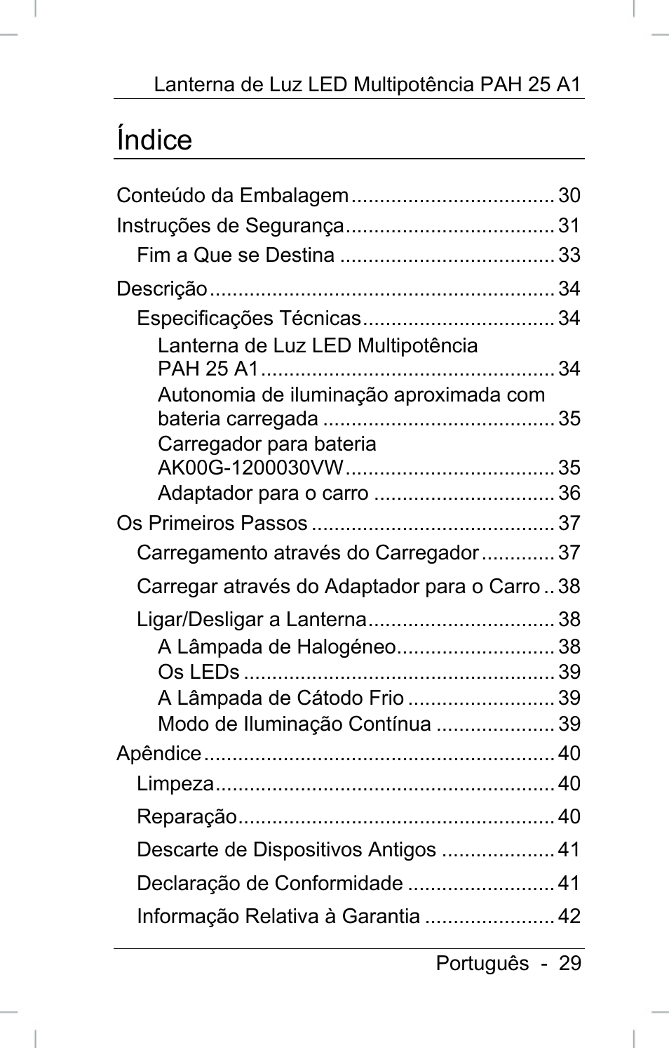 Índice | Powerfix PAH 25 A1 User Manual | Page 31 / 72