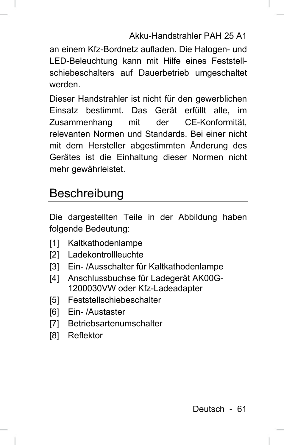 Beschreibung | Powerfix PAH 25 A1 User Manual | Page 63 / 72