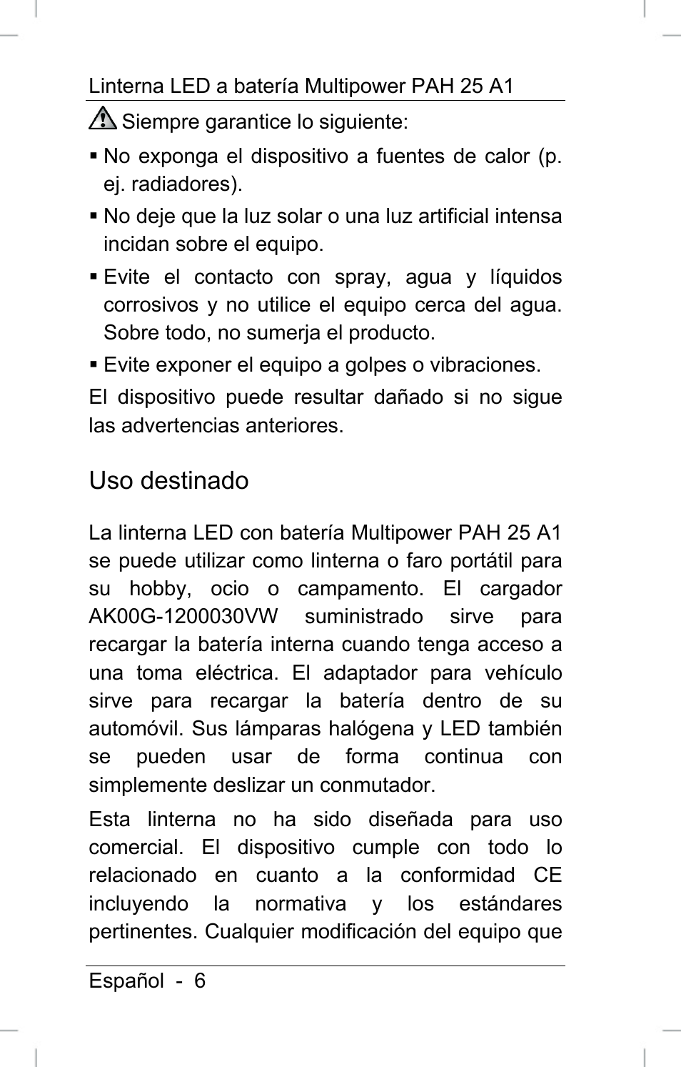 Uso destinado | Powerfix PAH 25 A1 User Manual | Page 8 / 72