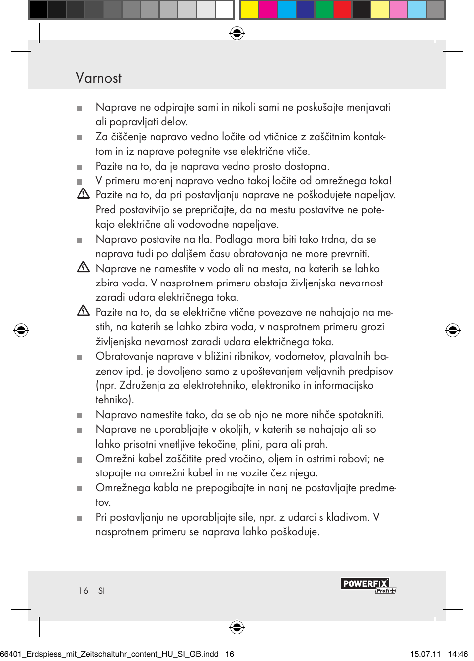 Varnost | Powerfix EIM-802 GR User Manual | Page 14 / 28