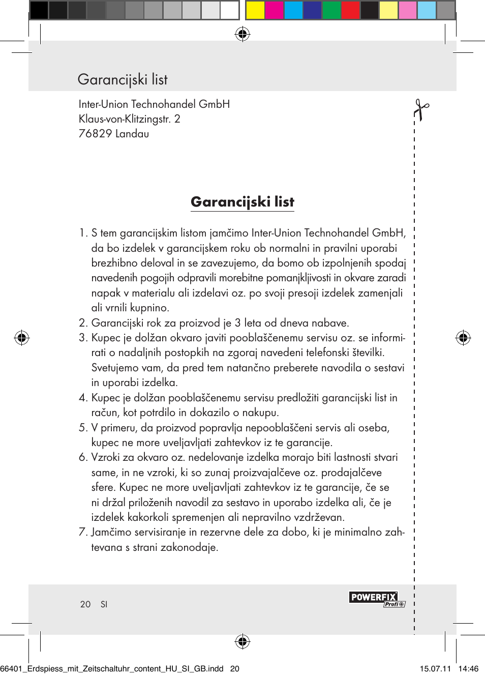Garancijski list | Powerfix EIM-802 GR User Manual | Page 18 / 28