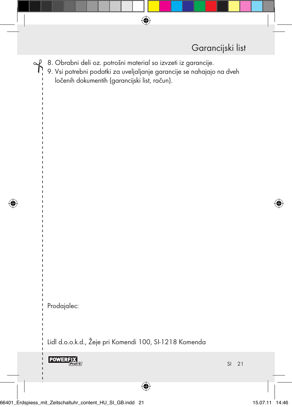 Garancijski list | Powerfix EIM-802 GR User Manual | Page 19 / 28