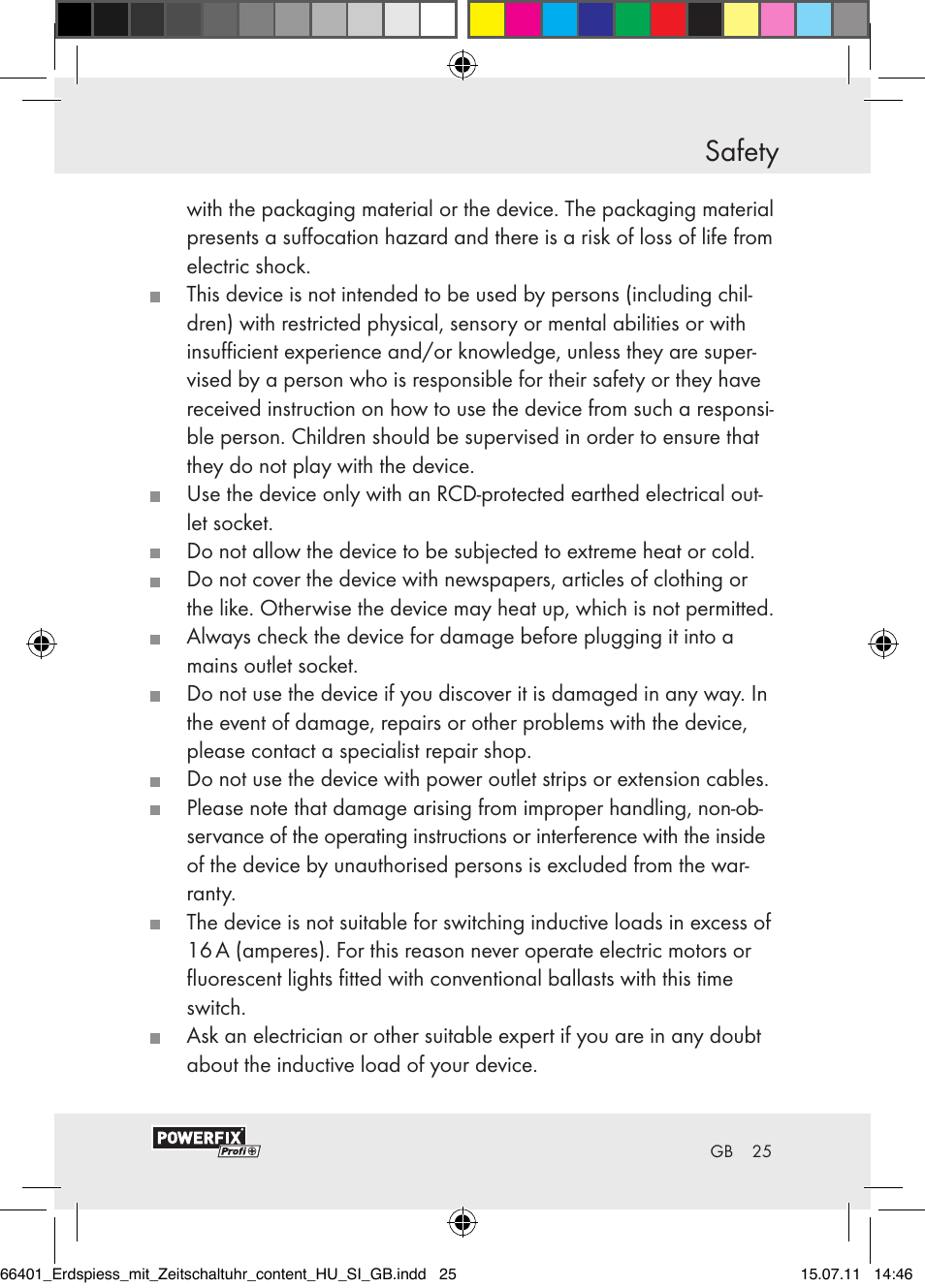 Safety | Powerfix EIM-802 GR User Manual | Page 23 / 28