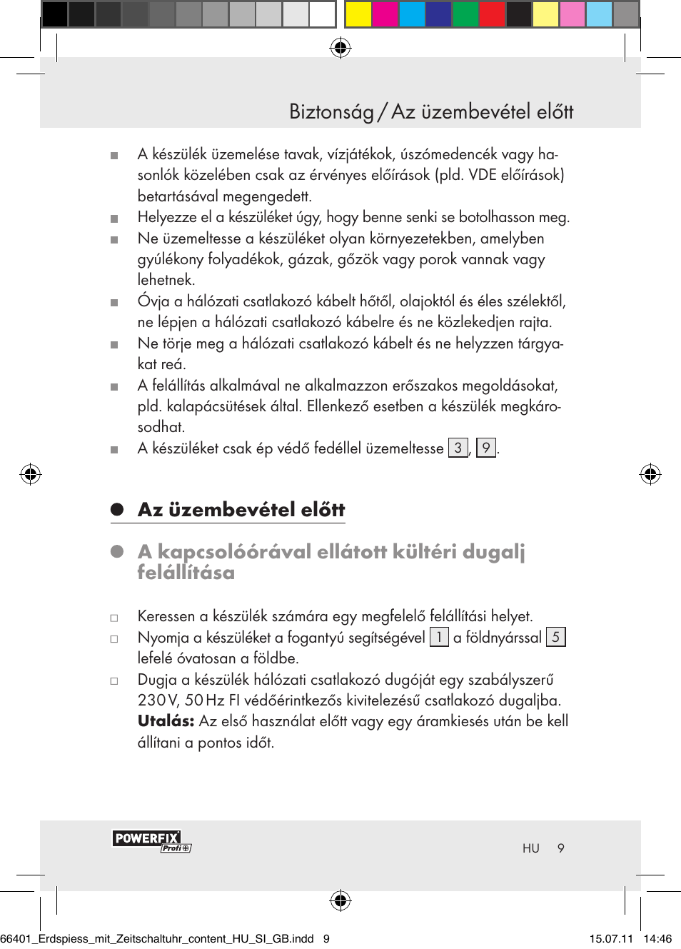 Biztonság / az üzembevétel előtt | Powerfix EIM-802 GR User Manual | Page 7 / 28