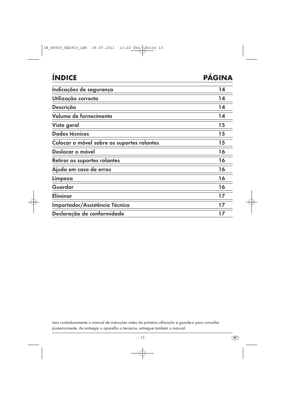 Índice página | Powerfix KH 2910 User Manual | Page 15 / 32