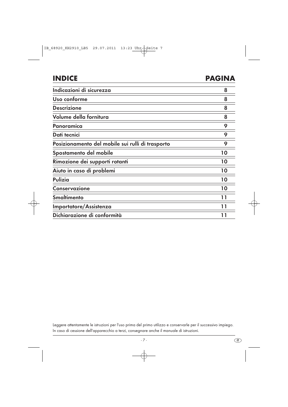 Indice pagina | Powerfix KH 2910 User Manual | Page 9 / 32