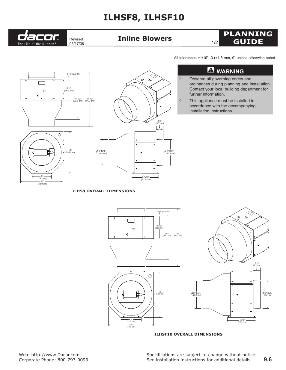 Dacor ILHSF8 User Manual | 2 pages