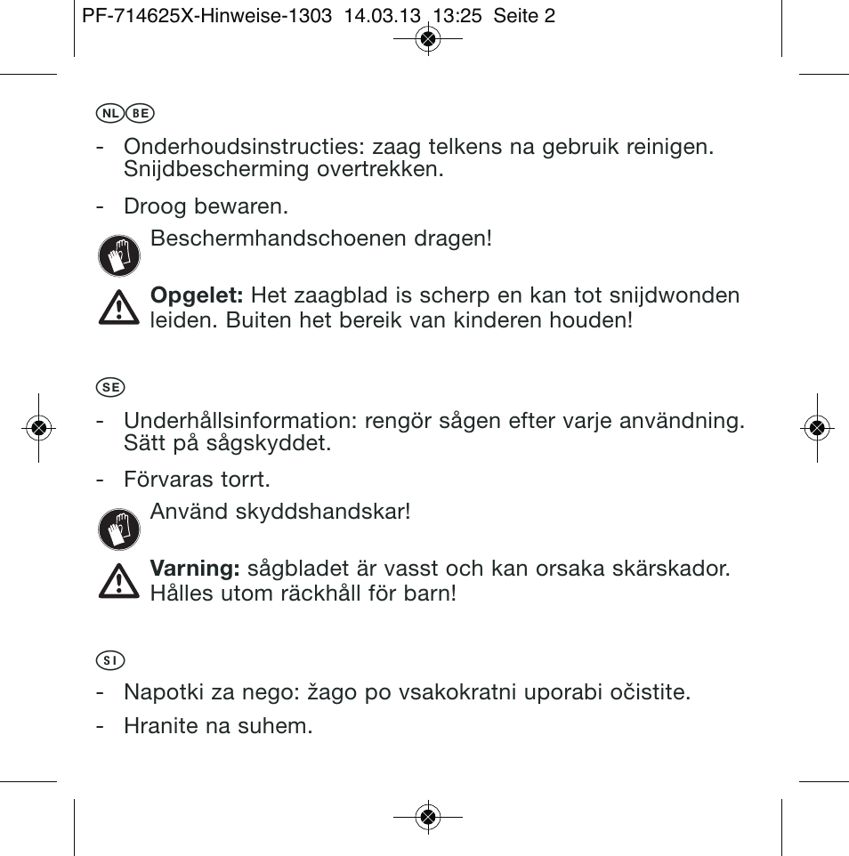 Nl• be | Powerfix Saw Set User Manual | Page 2 / 8