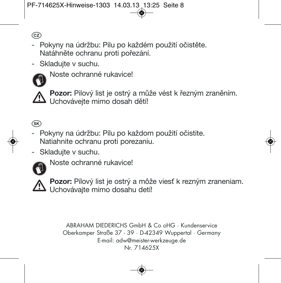 Powerfix Saw Set User Manual | Page 8 / 8