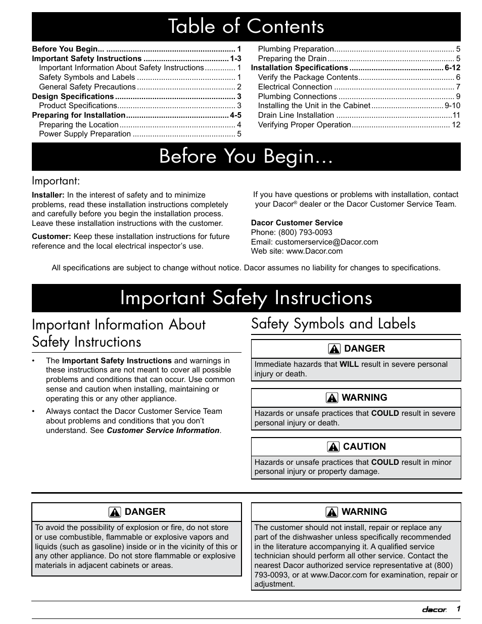 Dacor PD User Manual | Page 3 / 16