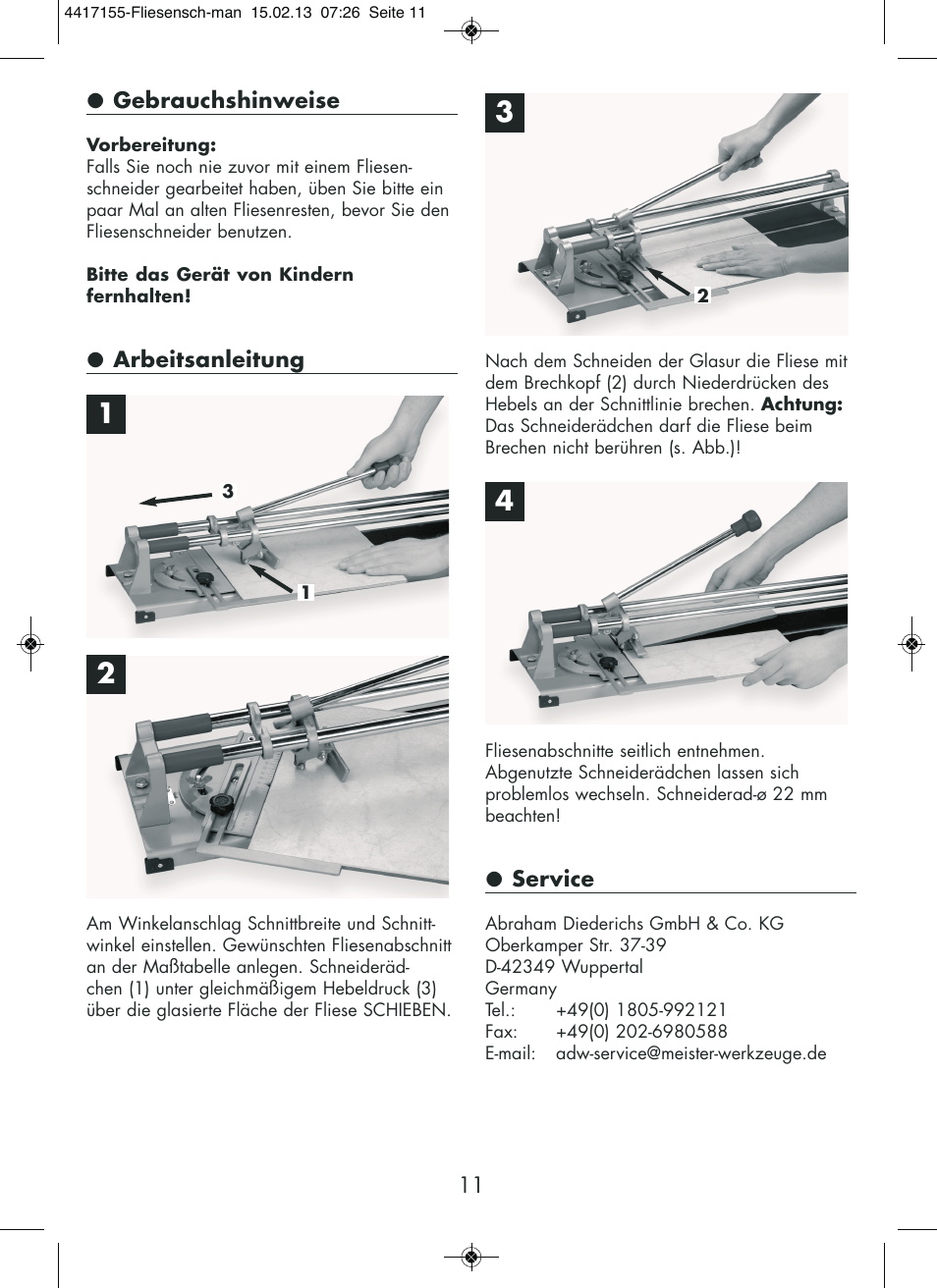 Powerfix Tile Cutter User Manual | Page 11 / 12